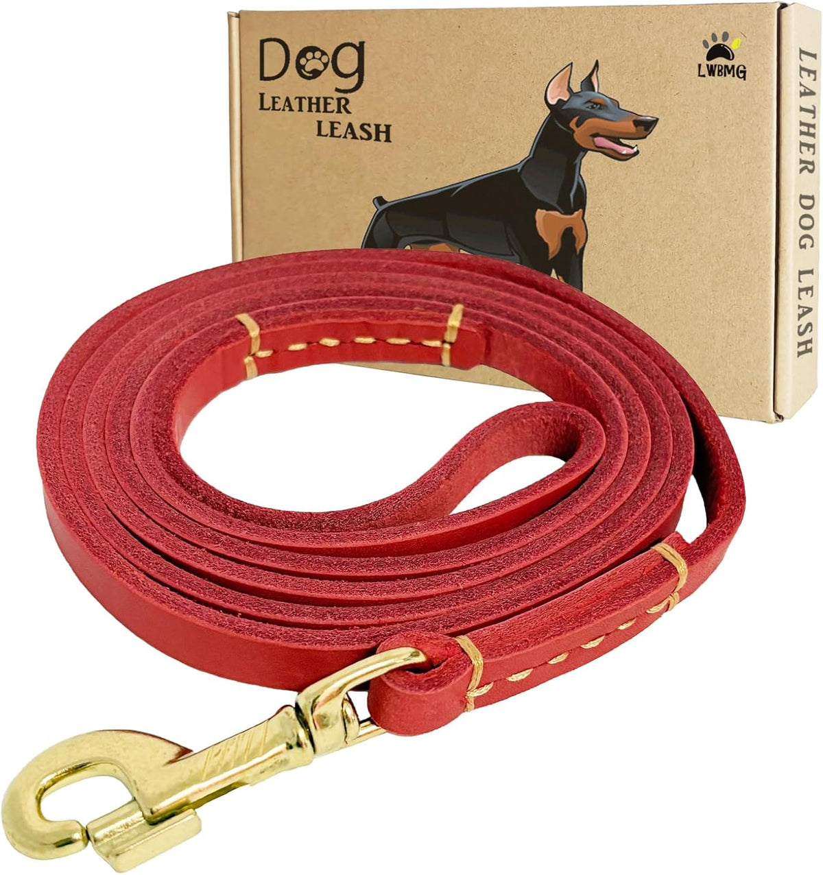 Leather Dog Leash 6ft, Heavy Duty Training Leash for Large Medium Dogs