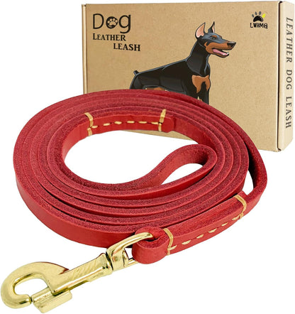 Leather Dog Leash 6ft, Heavy Duty Training Leash for Large Medium Dogs
