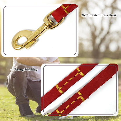 Leather Dog Leash 6ft, Heavy Duty Training Leash for Large Medium Dogs