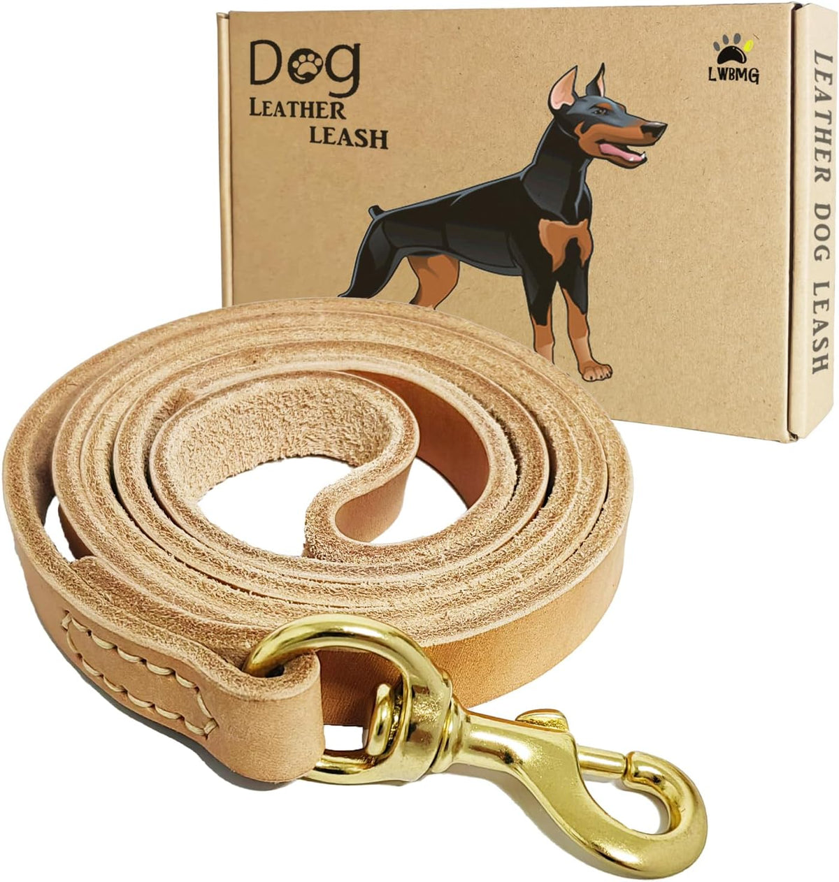 Leather Dog Leash 6ft, Heavy Duty Training Leash for Large Medium Dogs
