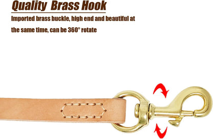 Leather Dog Leash 6ft, Heavy Duty Training Leash for Large Medium Dogs