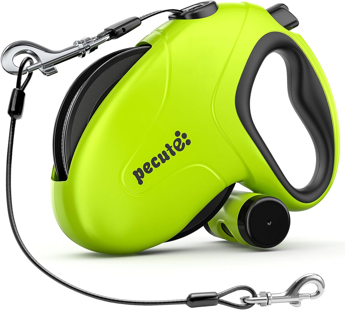 32ft Retractable Dog Leash with Reflective Strips, 360° Tangle-Free, One-Button Control & Sturdiness Nylon Material, Long Leash Retractable with Poop Bag Holder for Medium Large Dog
