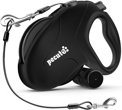 32ft Retractable Dog Leash with Reflective Strips, 360° Tangle-Free, One-Button Control & Sturdiness Nylon Material, Long Leash Retractable with Poop Bag Holder for Medium Large Dog