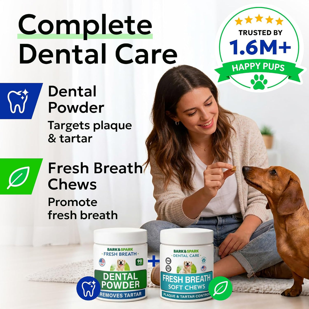 Dog Teeth Breath Freshener Chews, Dental Cleaning Treats