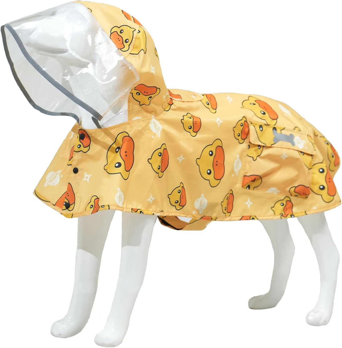 Dog Raincoat,Waterproof Rain Poncho with Hoodie, High Reflective Adjustable Pet Rain Jacket with Leash Hole for Small Medium and Large Dogs (Yellow Duck, X-Small)