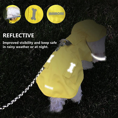 Dog Raincoat,Waterproof Rain Poncho with Hoodie, High Reflective Adjustable Pet Rain Jacket with Leash Hole for Small Medium and Large Dogs (Yellow Duck, X-Small)