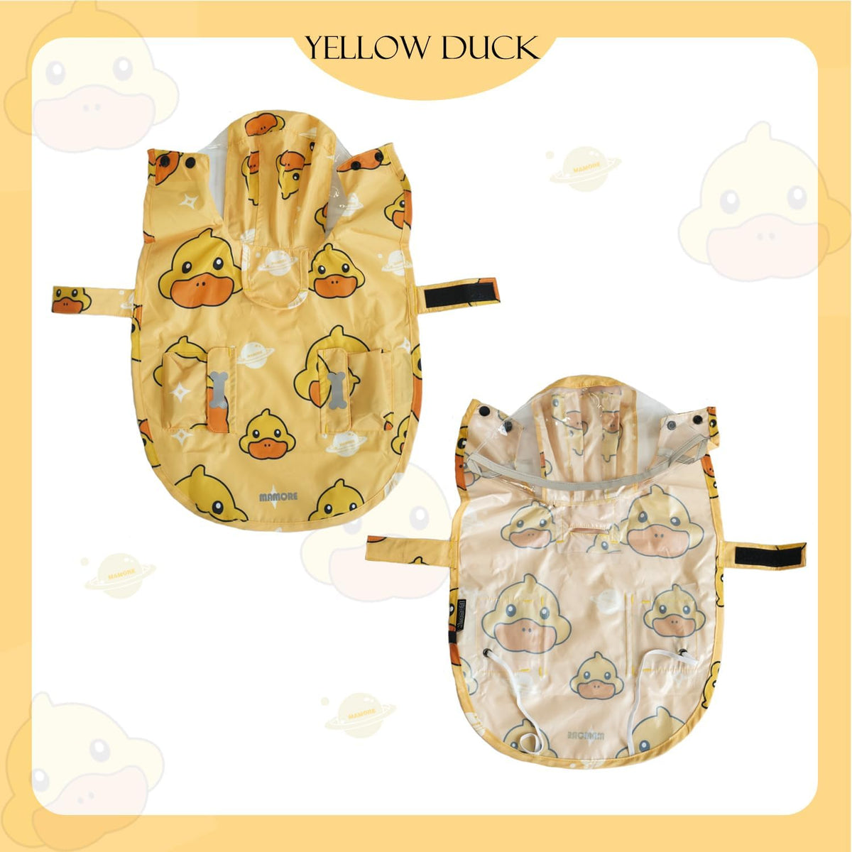 Dog Raincoat,Waterproof Rain Poncho with Hoodie, High Reflective Adjustable Pet Rain Jacket with Leash Hole for Small Medium and Large Dogs (Yellow Duck, X-Small)