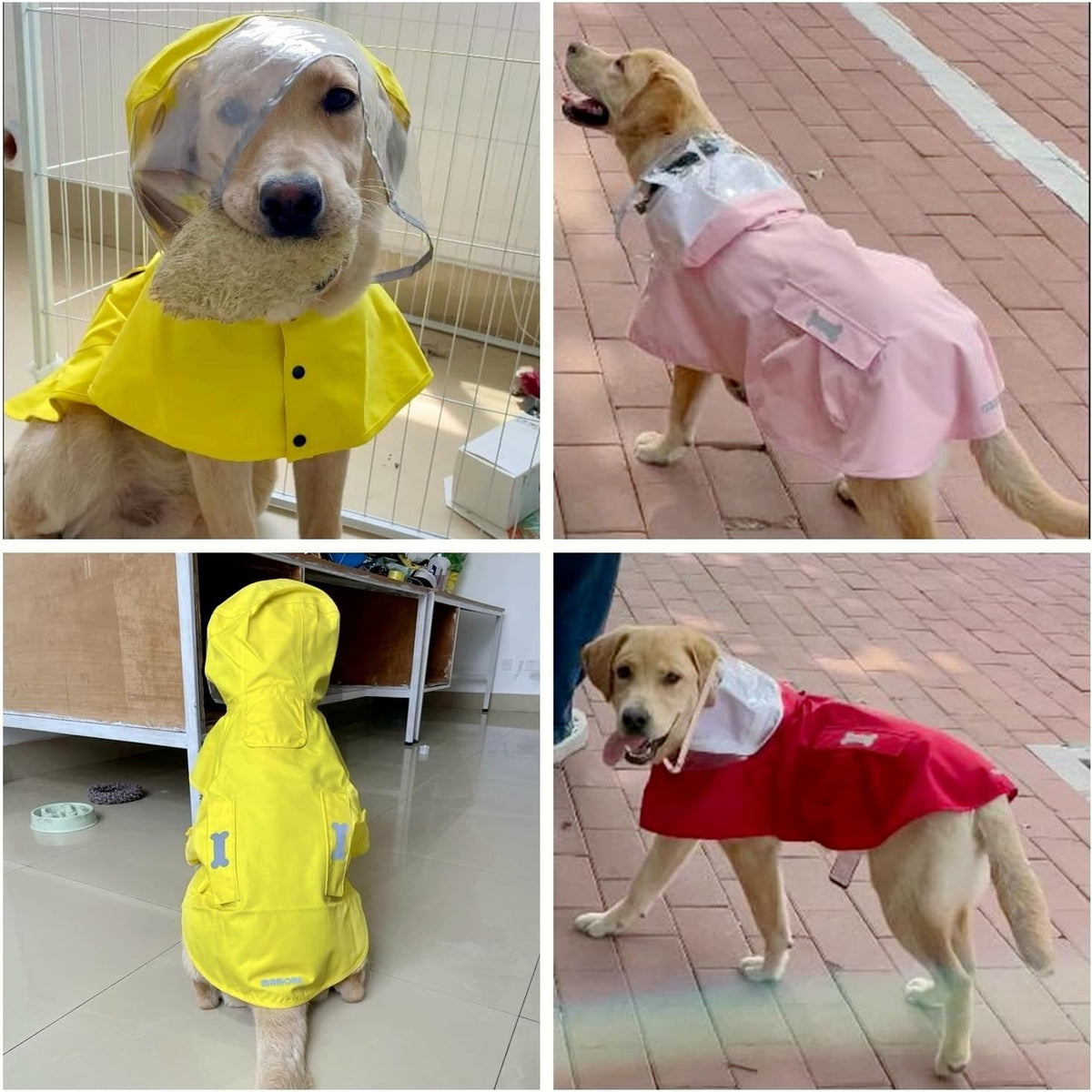 Dog Raincoat,Waterproof Rain Poncho with Hoodie, High Reflective Adjustable Pet Rain Jacket with Leash Hole for Small Medium and Large Dogs (Yellow Duck, X-Small)