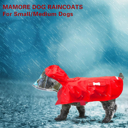 Dog Raincoat,Waterproof Rain Poncho with Hoodie, High Reflective Adjustable Pet Rain Jacket with Leash Hole for Small Medium and Large Dogs (Yellow Duck, X-Small)