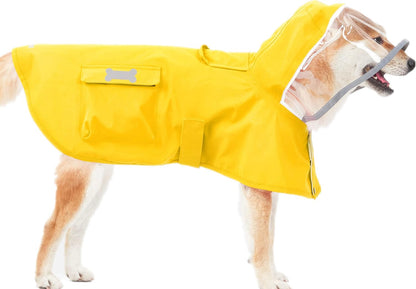 Dog Raincoat,Waterproof Rain Poncho with Hoodie, High Reflective Adjustable Pet Rain Jacket with Leash Hole for Small Medium and Large Dogs (Yellow Duck, X-Small)