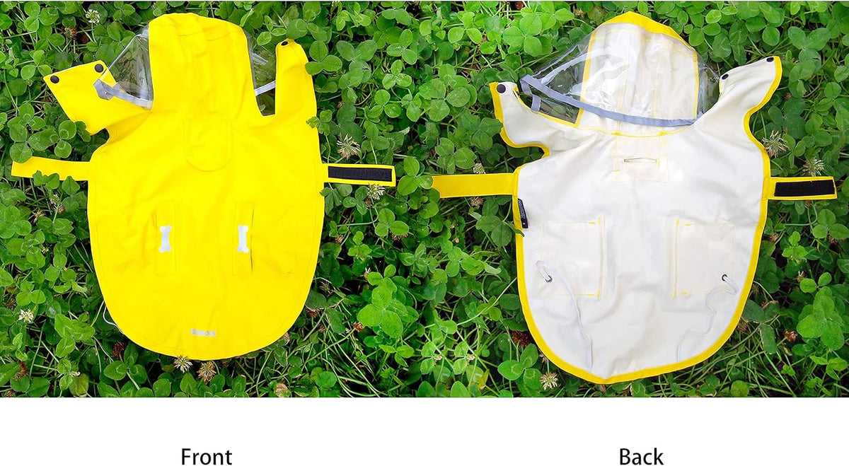 Dog Raincoat,Waterproof Rain Poncho with Hoodie, High Reflective Adjustable Pet Rain Jacket with Leash Hole for Small Medium and Large Dogs (Yellow Duck, X-Small)