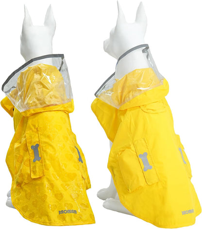 Dog Raincoat,Waterproof Rain Poncho with Hoodie, High Reflective Adjustable Pet Rain Jacket with Leash Hole for Small Medium and Large Dogs (Yellow Duck, X-Small)