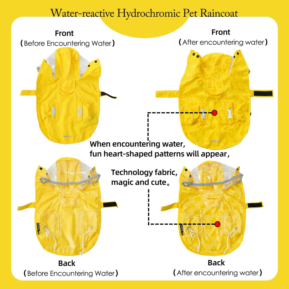 Dog Raincoat,Waterproof Rain Poncho with Hoodie, High Reflective Adjustable Pet Rain Jacket with Leash Hole for Small Medium and Large Dogs (Yellow Duck, X-Small)