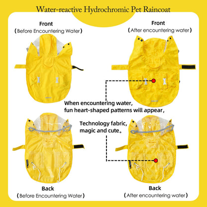 Dog Raincoat,Waterproof Rain Poncho with Hoodie, High Reflective Adjustable Pet Rain Jacket with Leash Hole for Small Medium and Large Dogs (Yellow Duck, X-Small)