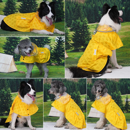 Dog Raincoat,Waterproof Rain Poncho with Hoodie, High Reflective Adjustable Pet Rain Jacket with Leash Hole for Small Medium and Large Dogs (Yellow Duck, X-Small)