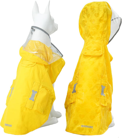 Dog Raincoat,Waterproof Rain Poncho with Hoodie, High Reflective Adjustable Pet Rain Jacket with Leash Hole for Small Medium and Large Dogs (Yellow Duck, X-Small)