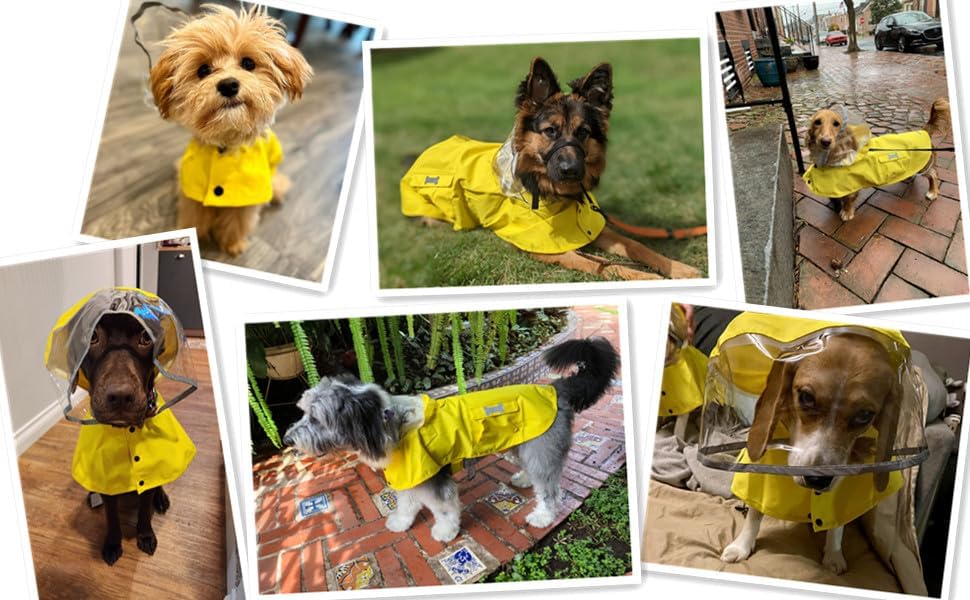 Dog Raincoat,Waterproof Rain Poncho with Hoodie, High Reflective Adjustable Pet Rain Jacket with Leash Hole for Small Medium and Large Dogs (Yellow Duck, X-Small)