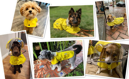 Dog Raincoat,Waterproof Rain Poncho with Hoodie, High Reflective Adjustable Pet Rain Jacket with Leash Hole for Small Medium and Large Dogs (Yellow Duck, X-Small)