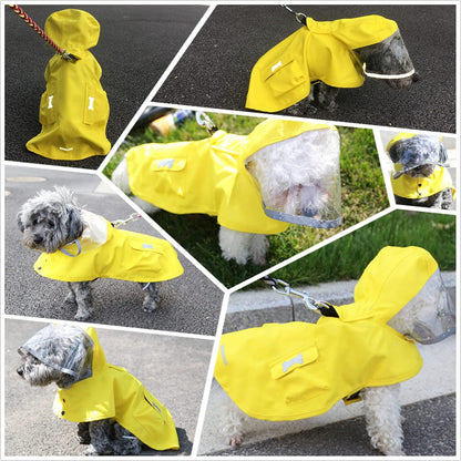 Dog Raincoat,Waterproof Rain Poncho with Hoodie, High Reflective Adjustable Pet Rain Jacket with Leash Hole for Small Medium and Large Dogs (Yellow Duck, X-Small)