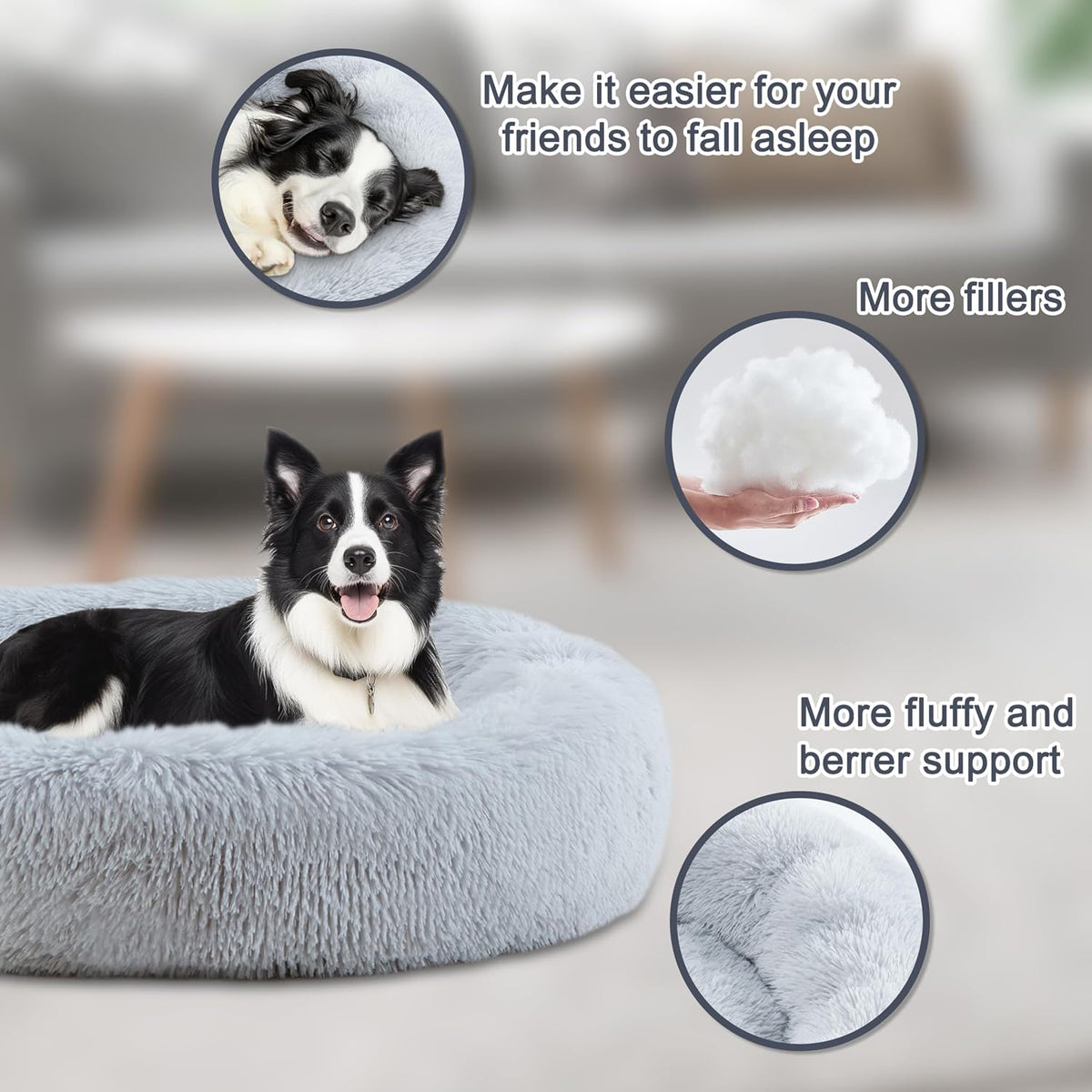 39'' Donut Dog Bed, Calming Dog Bed for Large Sized Dog