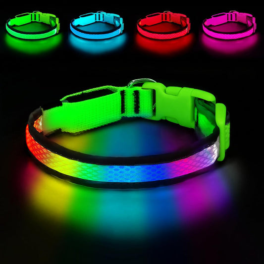 LED Dog Collar, Light Up Dog Collar,for Night Walking(Large,Green)