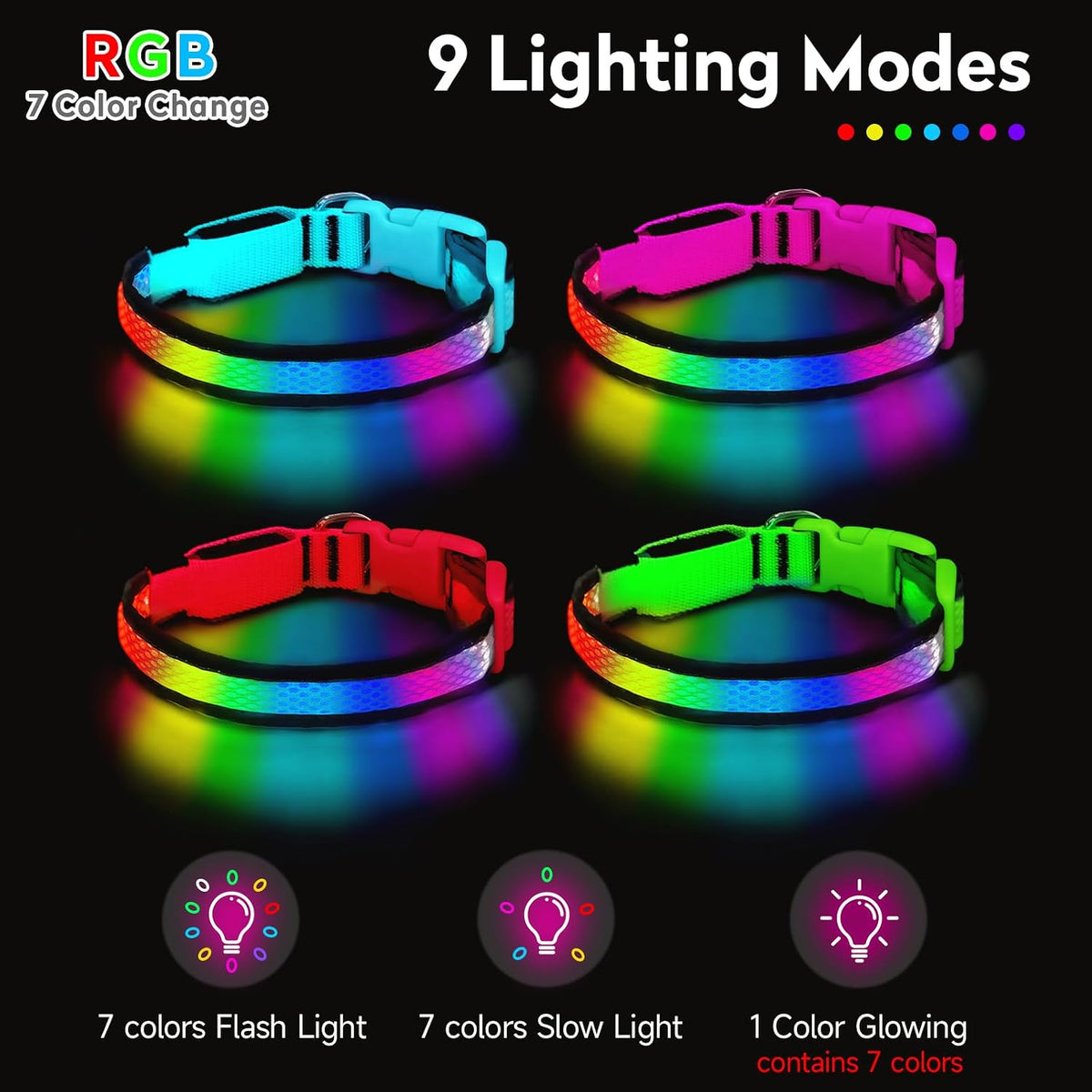 LED Dog Collar, Light Up Dog Collar,for Night Walking(Large,Green)