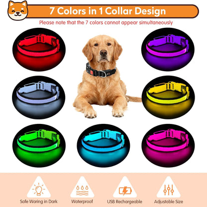 LED Dog Collar, Light Up Dog Collar,for Night Walking(Large,Green)