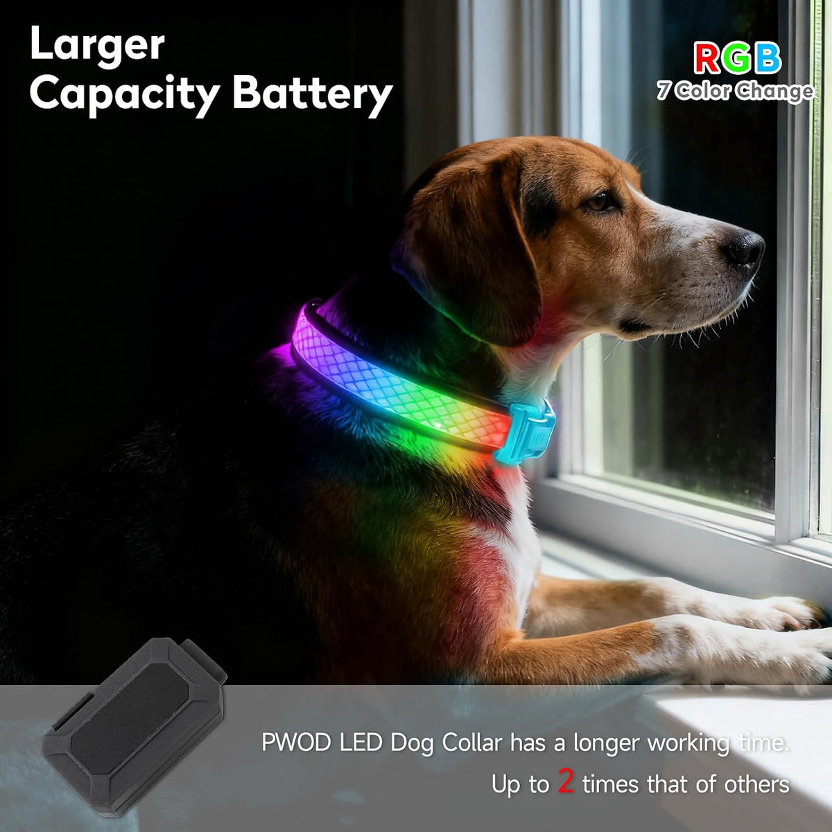 LED Dog Collar, Light Up Dog Collar,for Night Walking(Large,Green)