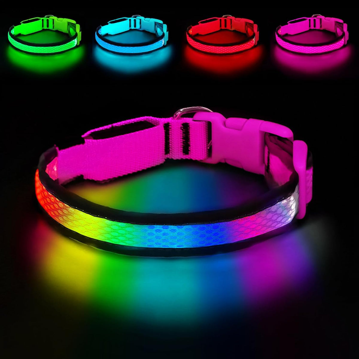 LED Dog Collar, Light Up Dog Collar,for Night Walking(Large,Green)