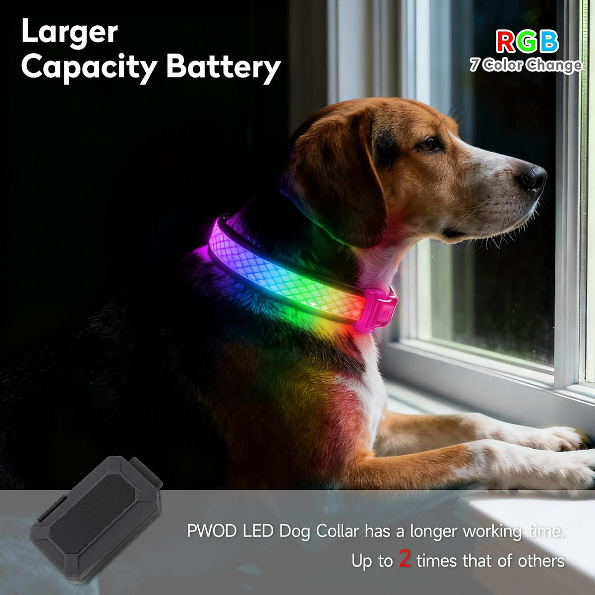 LED Dog Collar, Light Up Dog Collar,for Night Walking(Large,Green)