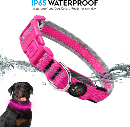 LED Dog Collar, Light Up Dog Collar,for Night Walking(Large,Green)