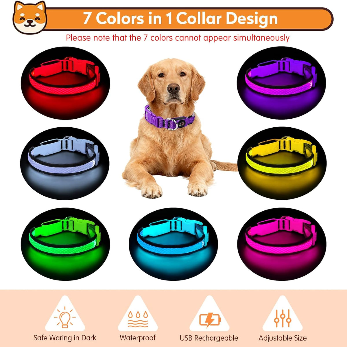 LED Dog Collar, Light Up Dog Collar,for Night Walking(Large,Green)