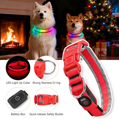 LED Dog Collar, Light Up Dog Collar,for Night Walking(Large,Green)
