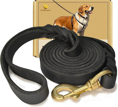 Leather Dog Leash 6ft x 3/4 inch, Heavy Duty, Soft and Strong for Large, Medium, Small Dogs - Premium Leather Leash for Dogs