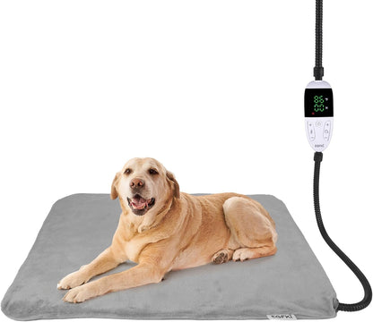 Pet Heating Pad for Cats & Small Dogs with 12 Adjustable Temperature, Waterproof & Chew Resistant Cat Heating Pad with Timer, Heated Cat Bed with Fleecy Cover (S: 20” x 16”)