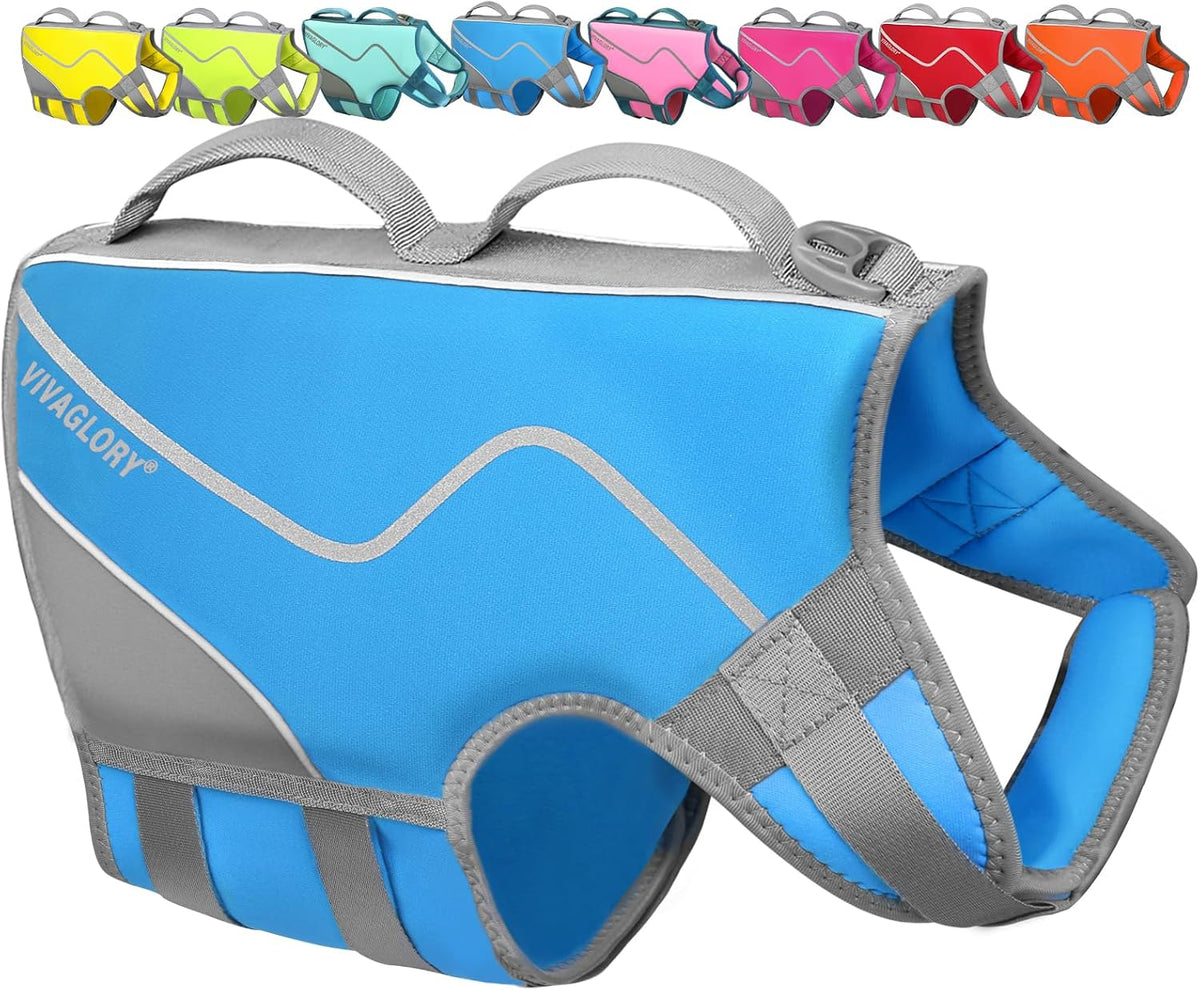 Dog Life Vest Neoprene Dog Swim Vest, XL, Cyra Blue