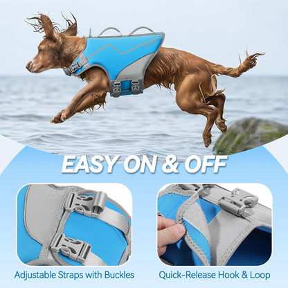 Dog Life Vest Neoprene Dog Swim Vest, XL, Cyra Blue