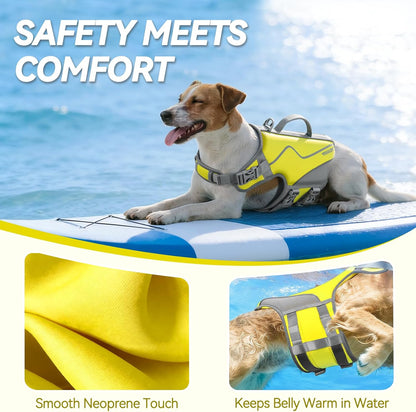 Dog Life Vest Neoprene Dog Swim Vest, XL, Cyra Blue