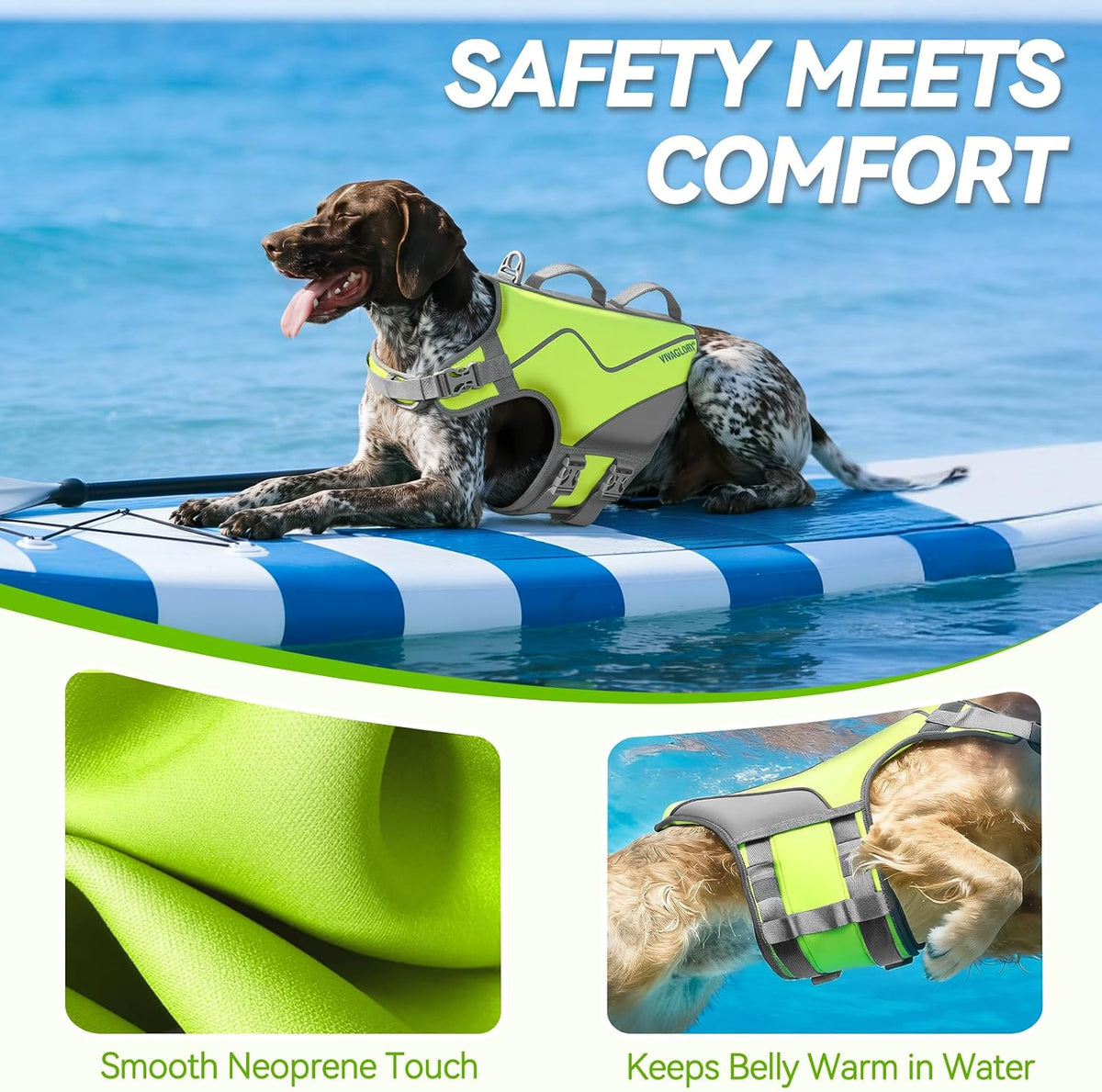 Dog Life Vest Neoprene Dog Swim Vest, XL, Cyra Blue