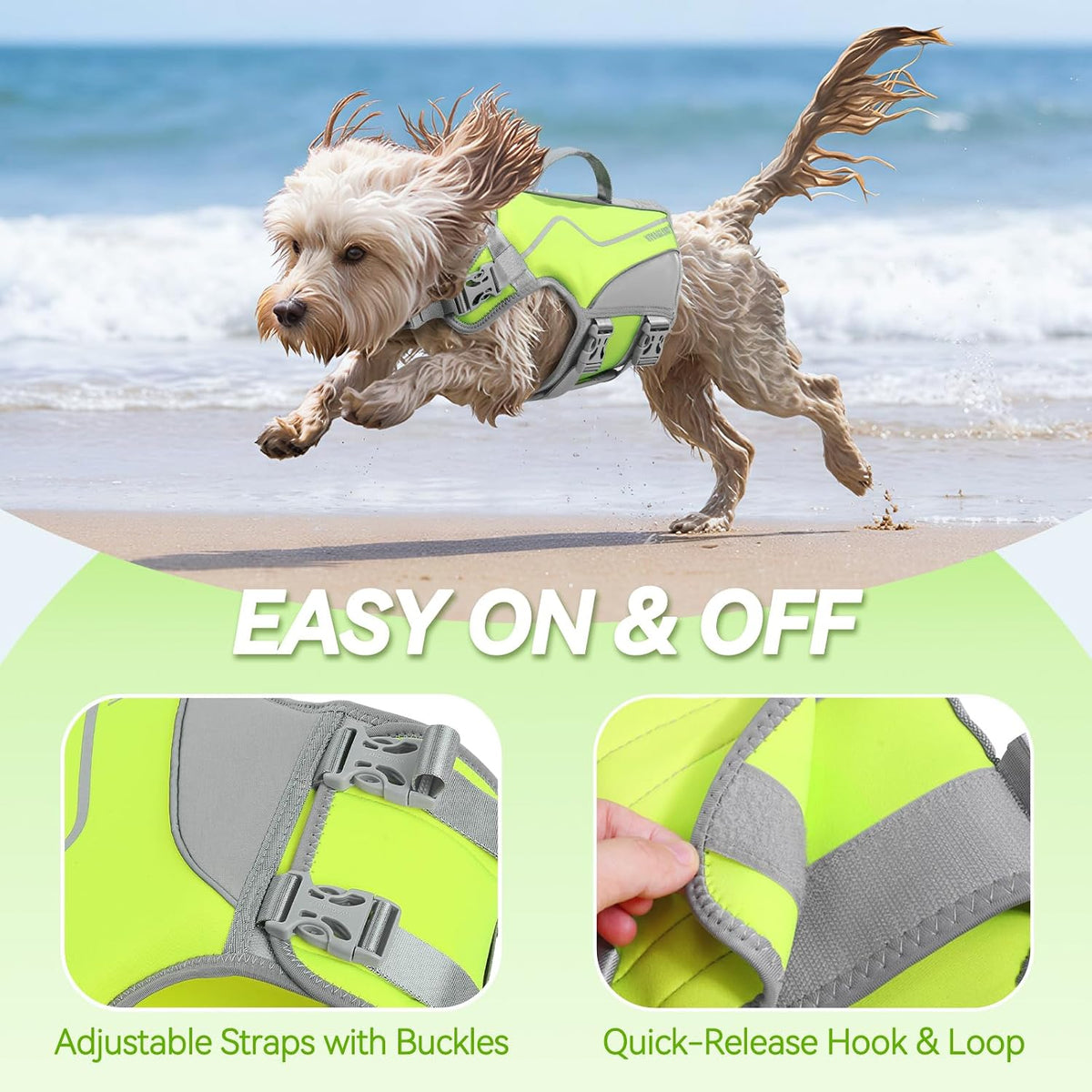Dog Life Vest Neoprene Dog Swim Vest, XL, Cyra Blue