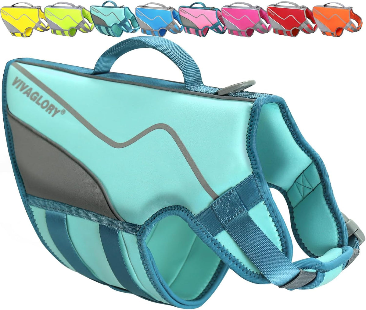 Dog Life Vest Neoprene Dog Swim Vest, XL, Cyra Blue