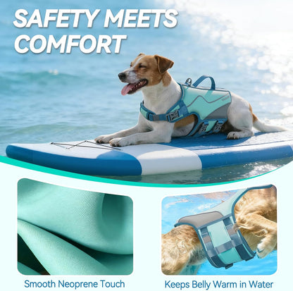 Dog Life Vest Neoprene Dog Swim Vest, XL, Cyra Blue