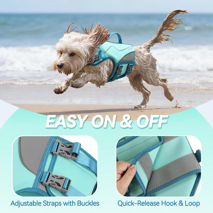 Dog Life Vest Neoprene Dog Swim Vest, XL, Cyra Blue