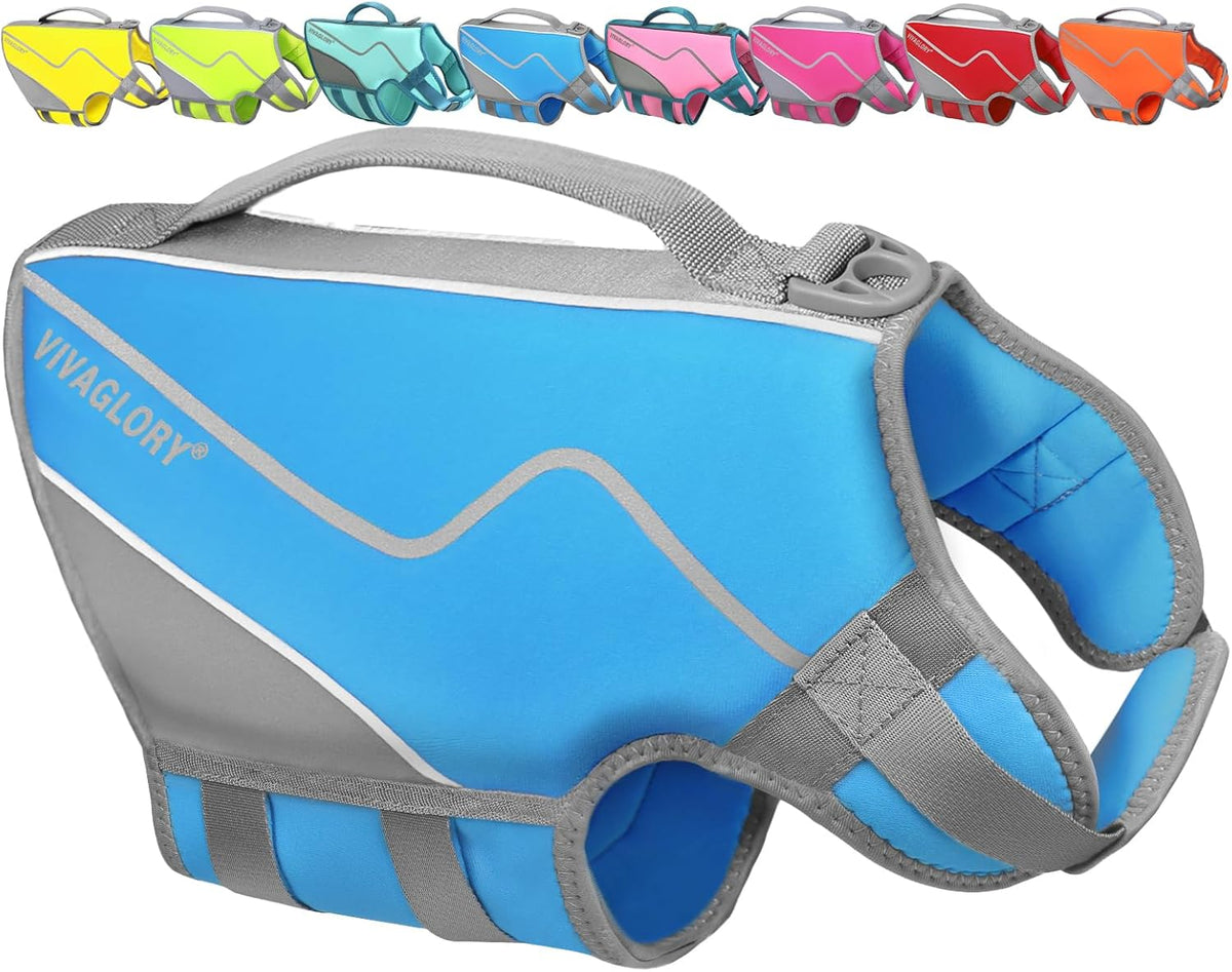 Dog Life Vest Neoprene Dog Swim Vest, XL, Cyra Blue