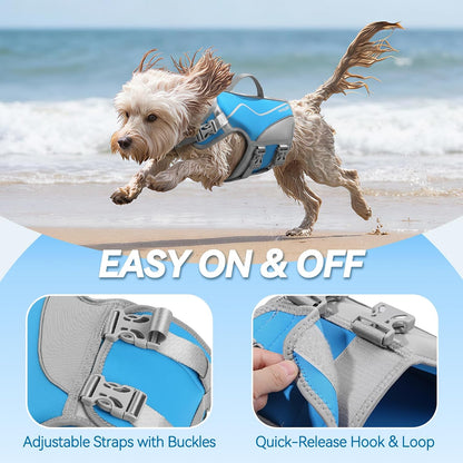 Dog Life Vest Neoprene Dog Swim Vest, XL, Cyra Blue