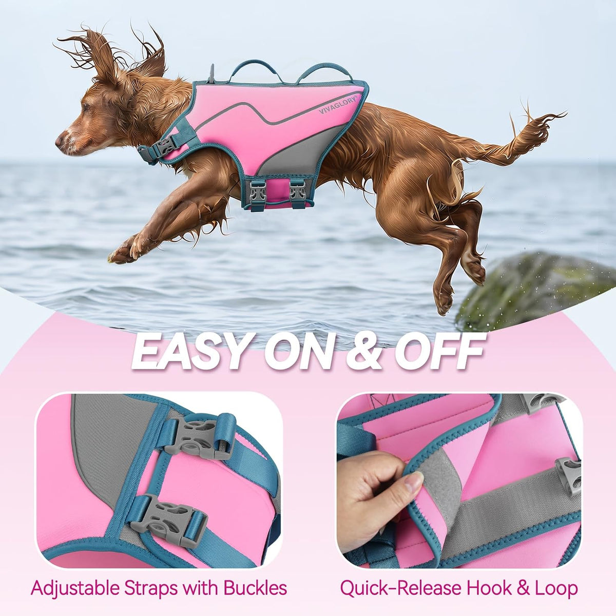 Dog Life Vest Neoprene Dog Swim Vest, XL, Cyra Blue