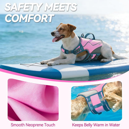 Dog Life Vest Neoprene Dog Swim Vest, XL, Cyra Blue