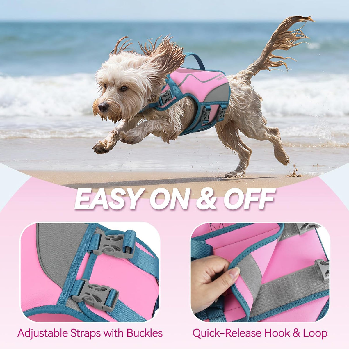 Dog Life Vest Neoprene Dog Swim Vest, XL, Cyra Blue