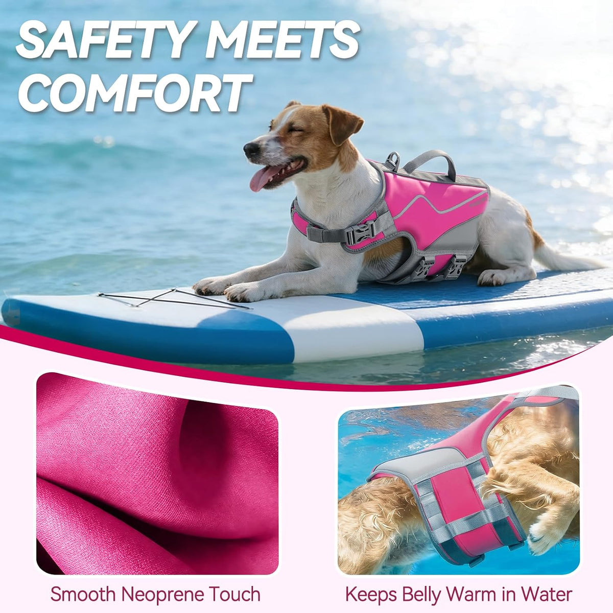 Dog Life Vest Neoprene Dog Swim Vest, XL, Cyra Blue