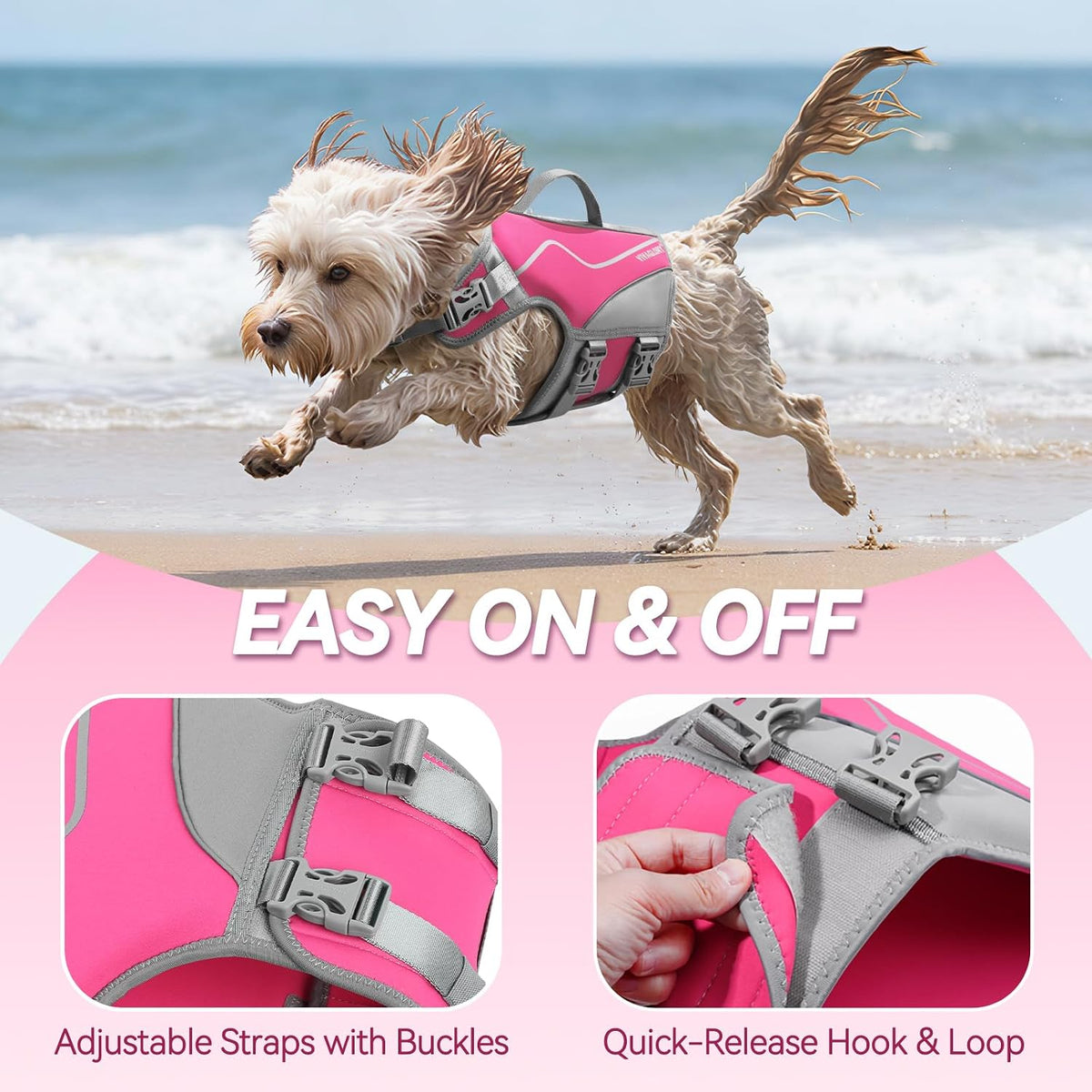 Dog Life Vest Neoprene Dog Swim Vest, XL, Cyra Blue